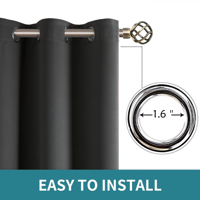 BGment Blackout Curtains for Bedroom - Grommet Thermal Insulated Room Darkening Curtains for Living Room  Set of 2 Panels (38 x 63 Inch  Dark Grey) - Image 5