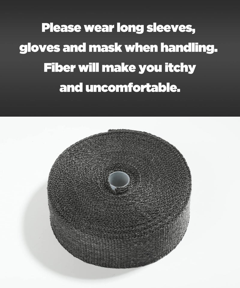 Generic AOCISKA 2"x50' Exhaust Wrap,Black Exhaust Heat Wrap Roll with Stainless Ties,Heat Shield Insulation Heat Shield Automotive,Exhaust Heat Shield Header Wrap - Image 2