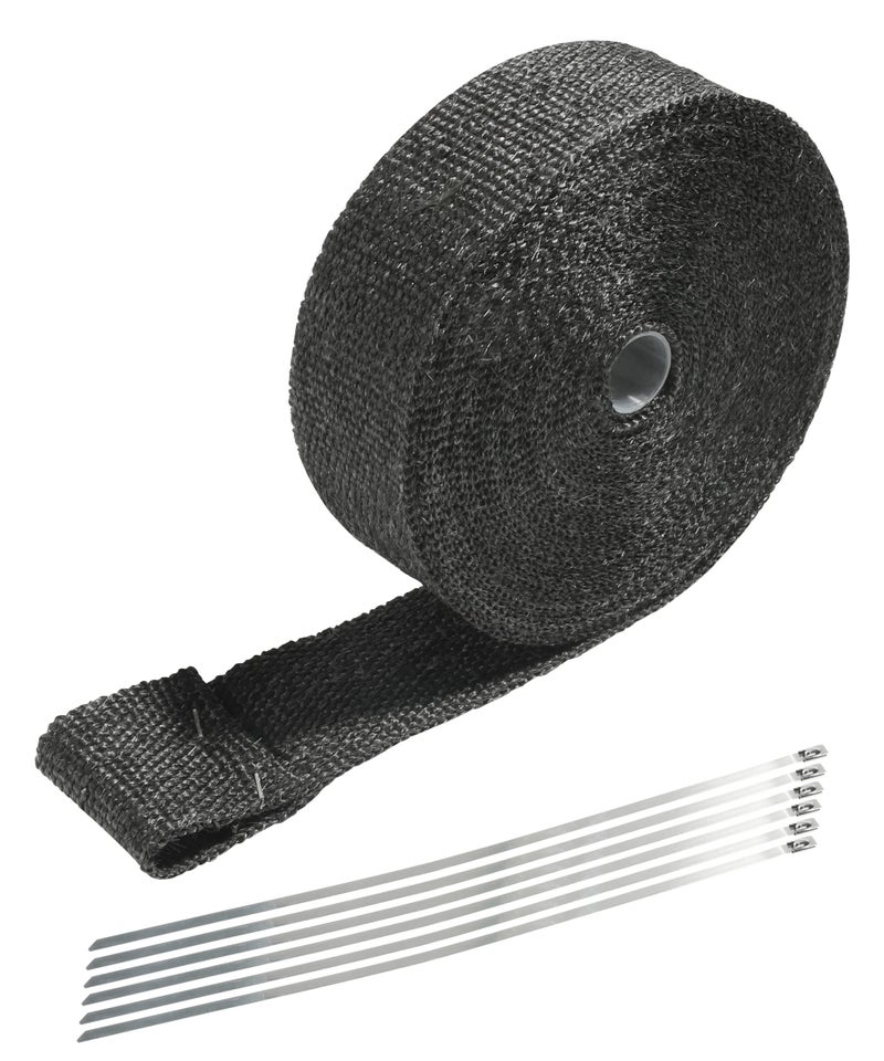 Generic AOCISKA 2"x50' Exhaust Wrap,Black Exhaust Heat Wrap Roll with Stainless Ties,Heat Shield Insulation Heat Shield Automotive,Exhaust Heat Shield Header Wrap - Image 1