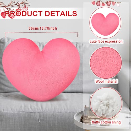 Suzile 4 Pcs Heart Pillows Valentine‘s Day Heart Shape Pillows Cushion Plush Love Pillow Valentine Decorative Heart Throw Pillow for Friends Living Room Dining Office Sofa Chairs, 14 - Image 2
