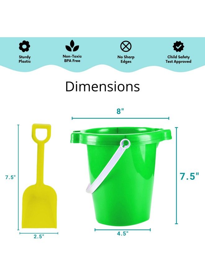 4E's Novelty 6 Pack Sand Buckets And Shovels For Kids Bulk 7.5 Inch Large Beach Bucket Sand Toys For Beach Toys For Toddlers & Kids Beach Party Favors - Image 5