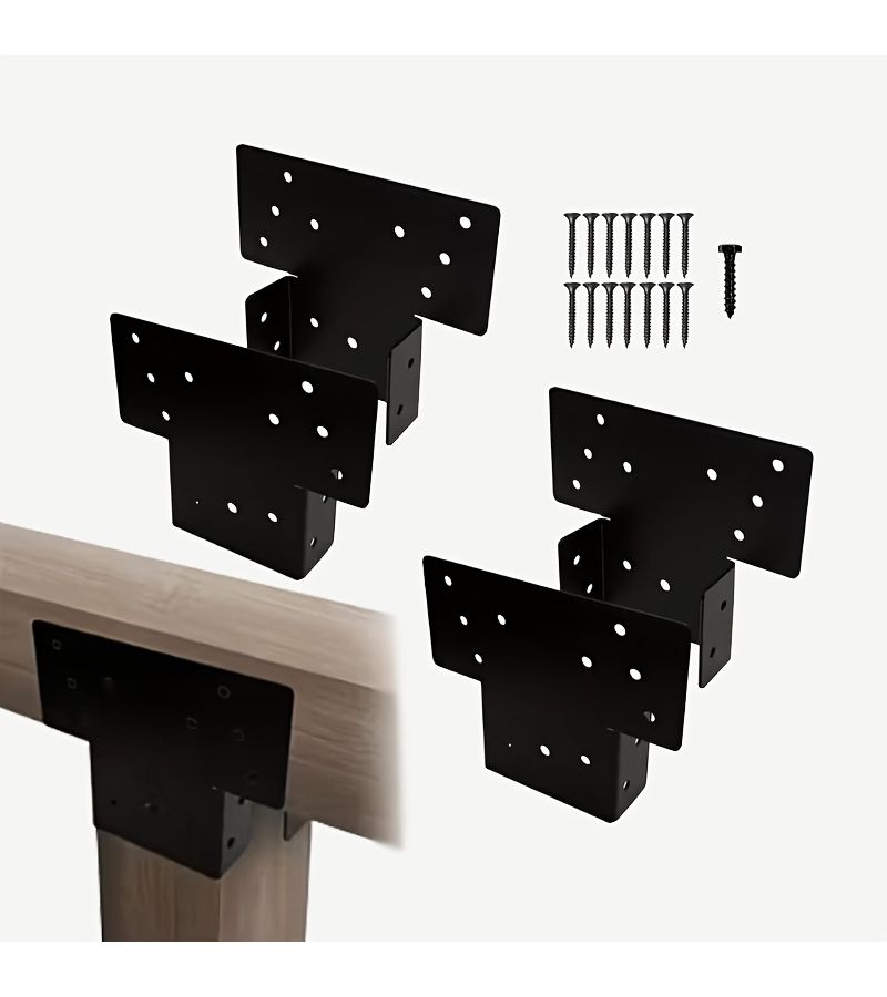 T Type Gazebo Extension Bracket 2 Pack Heavy Duty Adjustable for 4x4 Wooden Posts Garden Patio - Image 1
