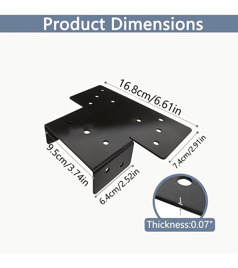 T Type Gazebo Extension Bracket 2 Pack Heavy Duty Adjustable for 4x4 Wooden Posts Garden Patio - Image 3