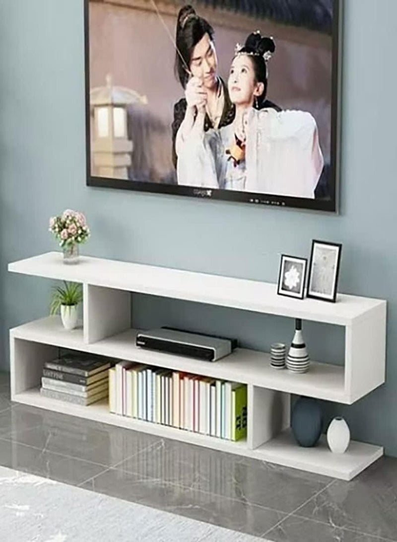 DubaiGallery Z Shape Engineered Wood TV Unit Display Storage Cabinet Rack with Decor Shelf  - Image 2