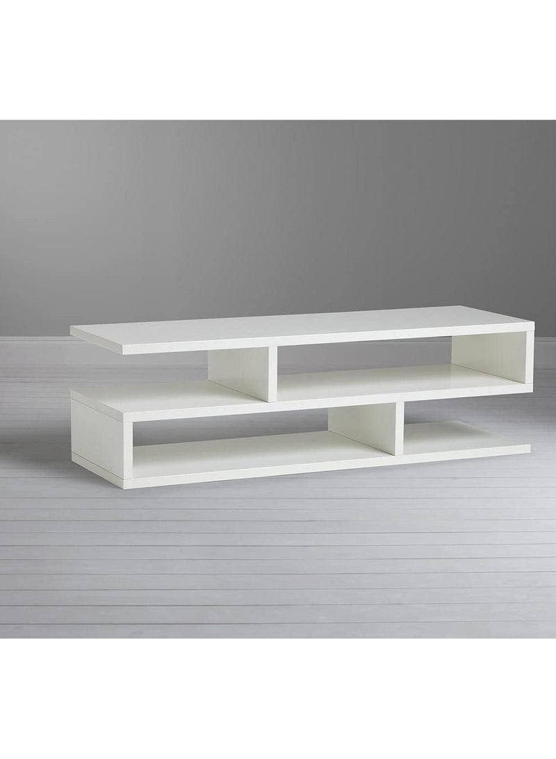DubaiGallery Z Shape Engineered Wood TV Unit Display Storage Cabinet Rack with Decor Shelf  - Image 4