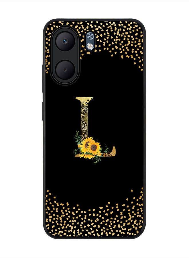 Stylizedd For Oppo A5x 5G / A5x 4G Case,Slim fit Camera Protection, Shockproof Thin Phone cover  - Custom Floral Monogram - L ( Black )
