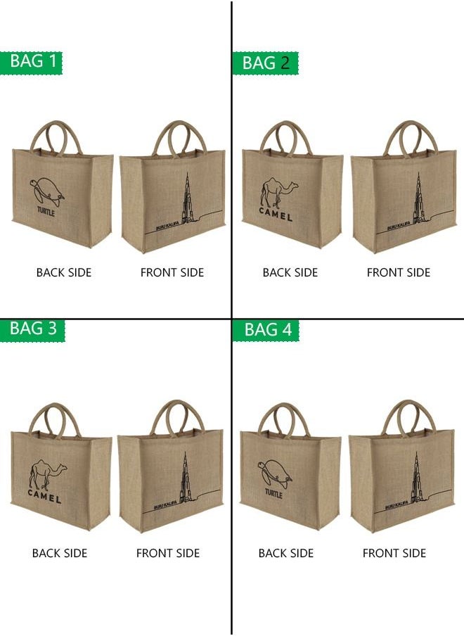 Generic - Burj Khalifa Line art Print Jute Shopping Bags Waterproof Coating With Soft Handle - 4 SETS - Image 1