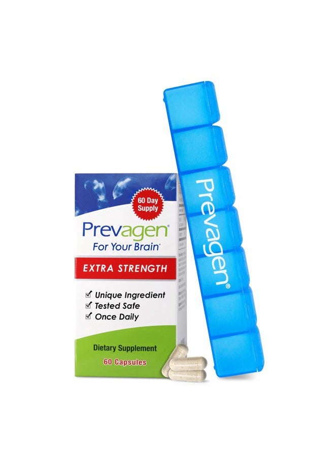 Prevagen - Extra Strength 20mg, 60 Capsules, with Apoaequorin & Vitamin D and 7-Day Pill Minder - Image 1