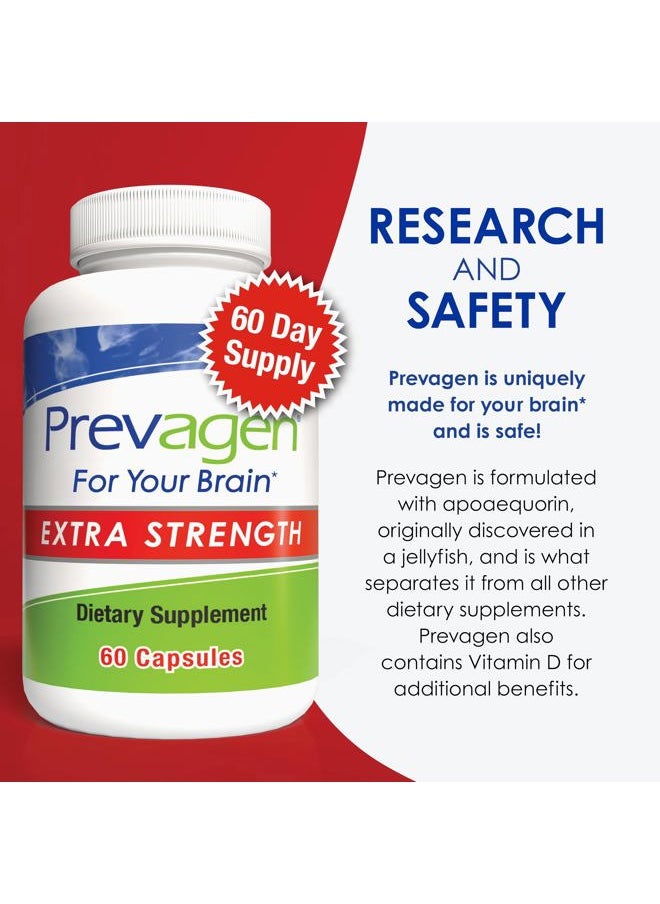 Prevagen - Extra Strength 20mg, 60 Capsules, with Apoaequorin & Vitamin D and 7-Day Pill Minder - Image 1
