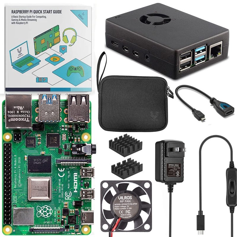 Vilros Raspberry Pi 4 8GB Basic Starter Kit with Fan Cooled Heavy Duty Aluminum Alloy Case (Black Case) - Image 1