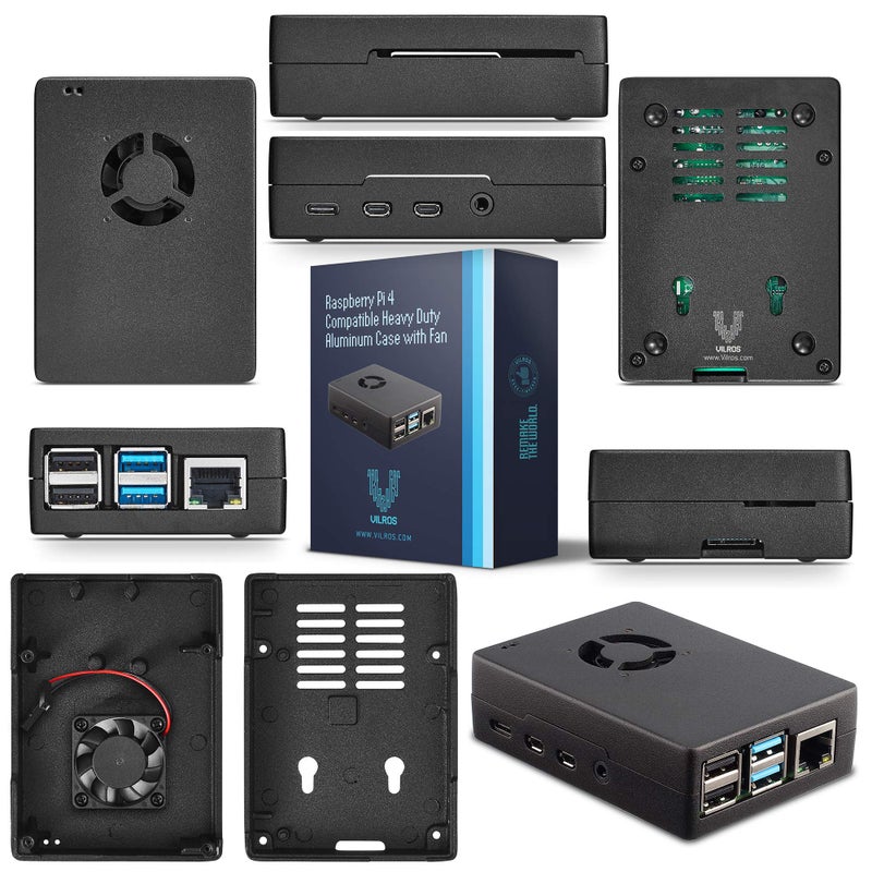 Vilros Raspberry Pi 4 8GB Basic Starter Kit with Fan Cooled Heavy Duty Aluminum Alloy Case (Black Case) - Image 4