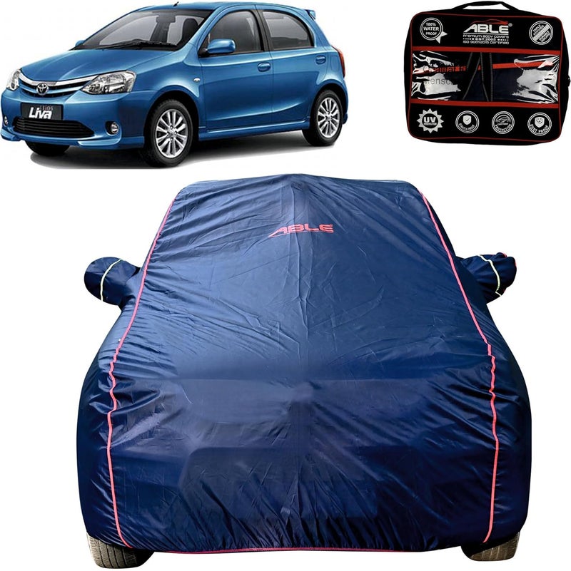 Able Parashuit Blue WR Series Car Body Cover with Mirror Pockets and Driver Door Zipper Compatible for Toyota ETIOS Liva (2011 to Till Now Model) - Image 1