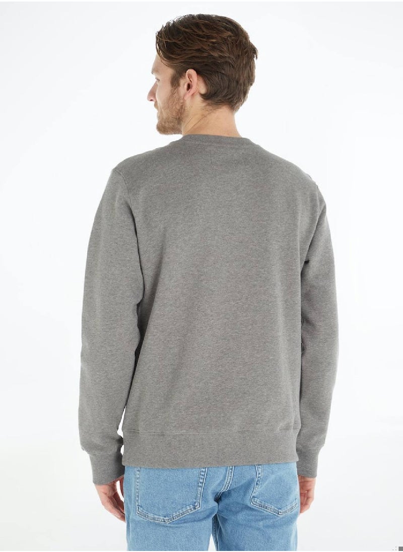 Calvin Klein Jeans - Calvin Klein Jeans Men's Sweatshirt - Sportswear - Cotton , Grey - Image 1