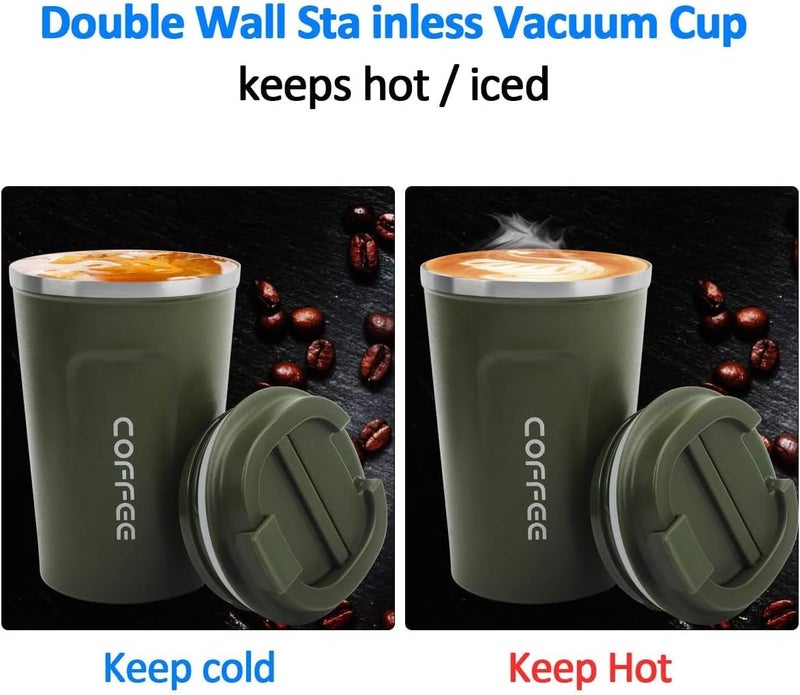 RNGODO Coffee Mug 12oz - Insulated Coffee Travel Mug Spill Proof with Leakproof Lid Vacuum Stainless Steel Thermos Coffee Tumblers to GO, Reusable Coffee Cup for Men and Women for Hot & Cold Drinks (Green) - Image 3