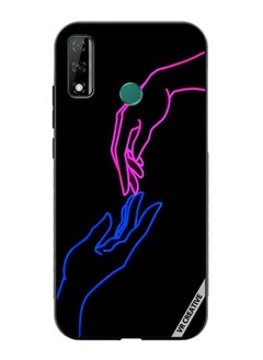 Protective Case Cover For Huawei Y8s Hands In Neon Lights Design Multicolour