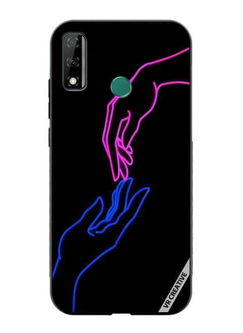 Protective Case Cover For Huawei Y8s Hands In Neon Lights Design Multicolour