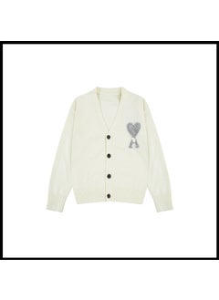 Trendy Brand Love Knit Cardigan Oversized V-Neck Sweater Off-white [a8148 style]