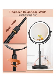 Arabest Makeup Mirror with 3 Colors Dimmable Light, 1X/10X Magnification LED Makeup Mirror, Height Adjustable, 8 Inch Double Sided Rechargeable Makeup Mirror, 360° Rotation Cordless  - Image 4