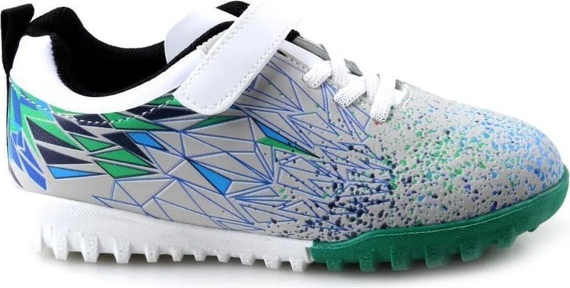 Messi White-Green Boys Indoor Football Shoes