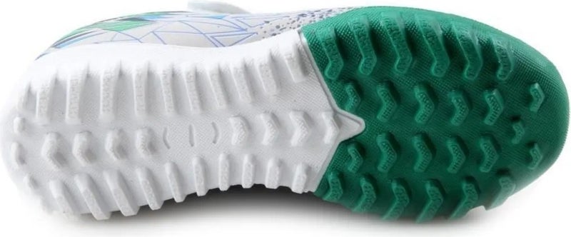 Messi White-Green Boys Indoor Football Shoes