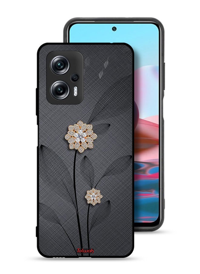 Tolwak Xiaomi Redmi Note 11T Pro Plus 5G Protective Case Cover Diamond Flowers Art - Image 1