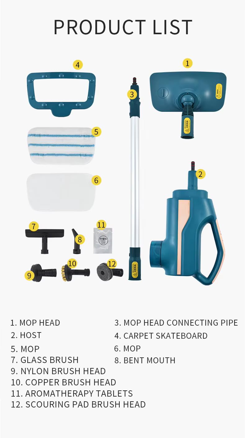 LIPSA ENTERPRISE LIPSA ENTERPRISE MultiPurpose Steam Cleaner with mop Use Reusable Pads Clean Home Floor Cleaner  - Image 2