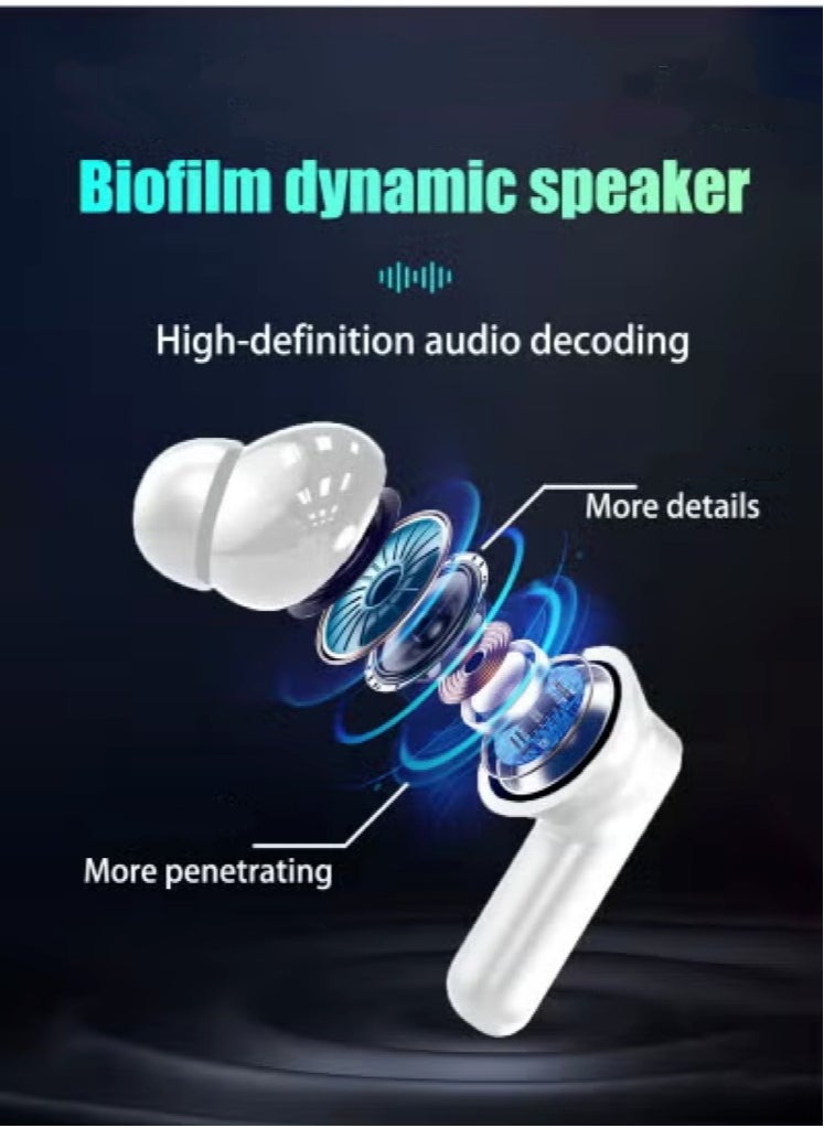 Wireless Bluetooth 5.4 Headphones Touch Screen Earbuds ENC Call Noise Cancelling In-Ear Headphones USB Charging Case Earbuds Waterproof IPX5