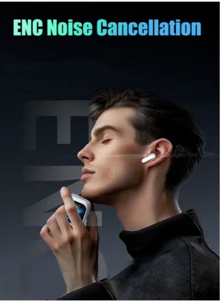 Wireless Bluetooth 5.4 Headphones Touch Screen Earbuds ENC Call Noise Cancelling In-Ear Headphones USB Charging Case Earbuds Waterproof IPX5