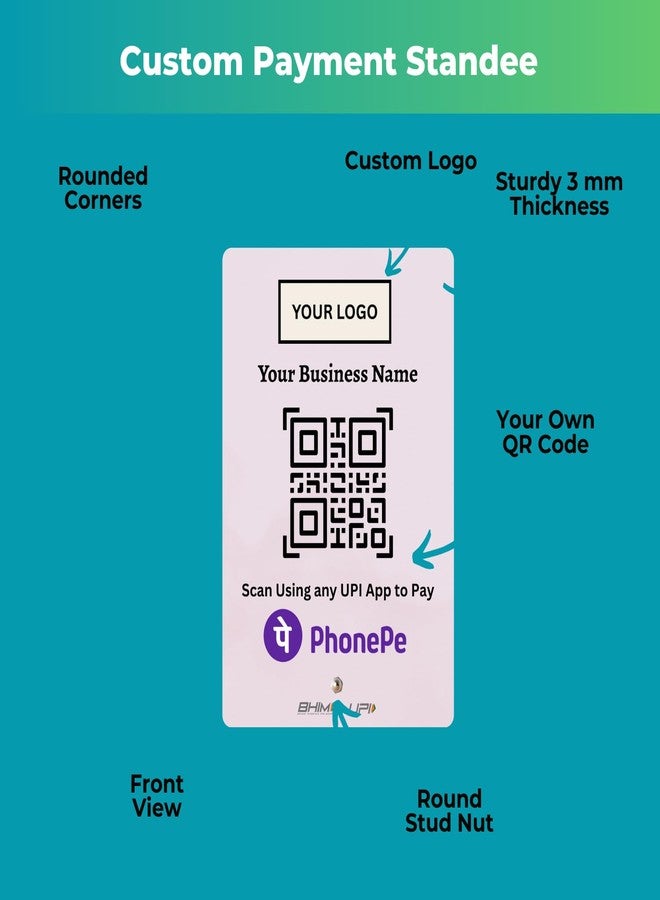 tinydabba UPI Payment Standee | Custom Acrylic Stand with QR Code, Logo & Business Name | Compatible with All Major UPI App | Design 2 - Image 3