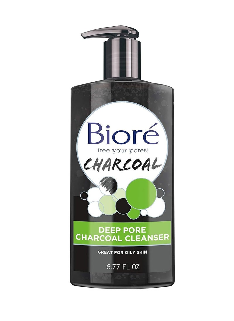 Biore Bioré Deep Pore Charcoal Face Wash, Facial Cleanser for Dirt and Makeup Removal From Oily Skin, 6.77 Ounce & Bioré Pore Unclogging Scrub, Removes Excess Dirt and Oils, Face Scrub  - Image 1