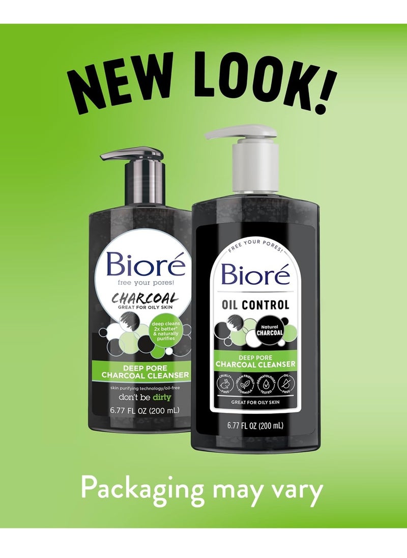 Biore Bioré Deep Pore Charcoal Face Wash, Facial Cleanser for Dirt and Makeup Removal From Oily Skin, 6.77 Ounce & Bioré Pore Unclogging Scrub, Removes Excess Dirt and Oils, Face Scrub  - Image 3