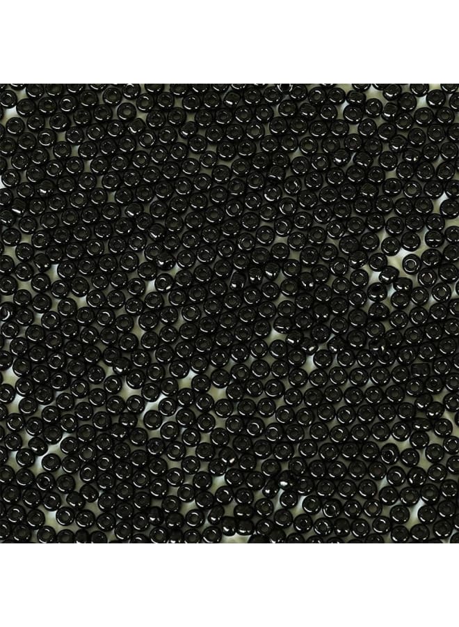 حجم 6/0 الحرف الزجاج البذور الخرز 4 مللي متر الخرز الأسود لصنع المجوهرات (إجمالي حوالي 100 جرام حوالي 1200 قطعة) - Image 2