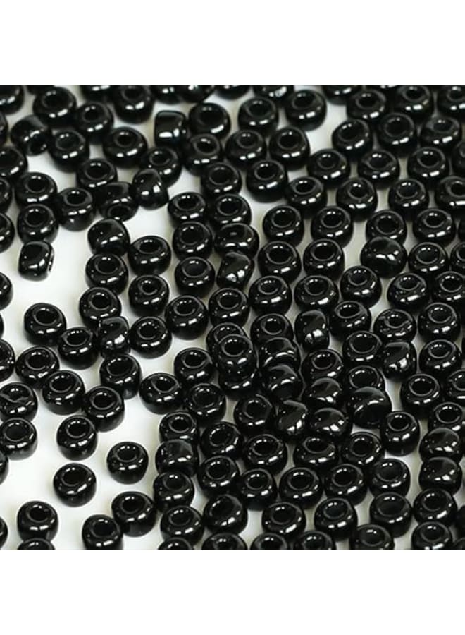 حجم 6/0 الحرف الزجاج البذور الخرز 4 مللي متر الخرز الأسود لصنع المجوهرات (إجمالي حوالي 100 جرام حوالي 1200 قطعة) - Image 1