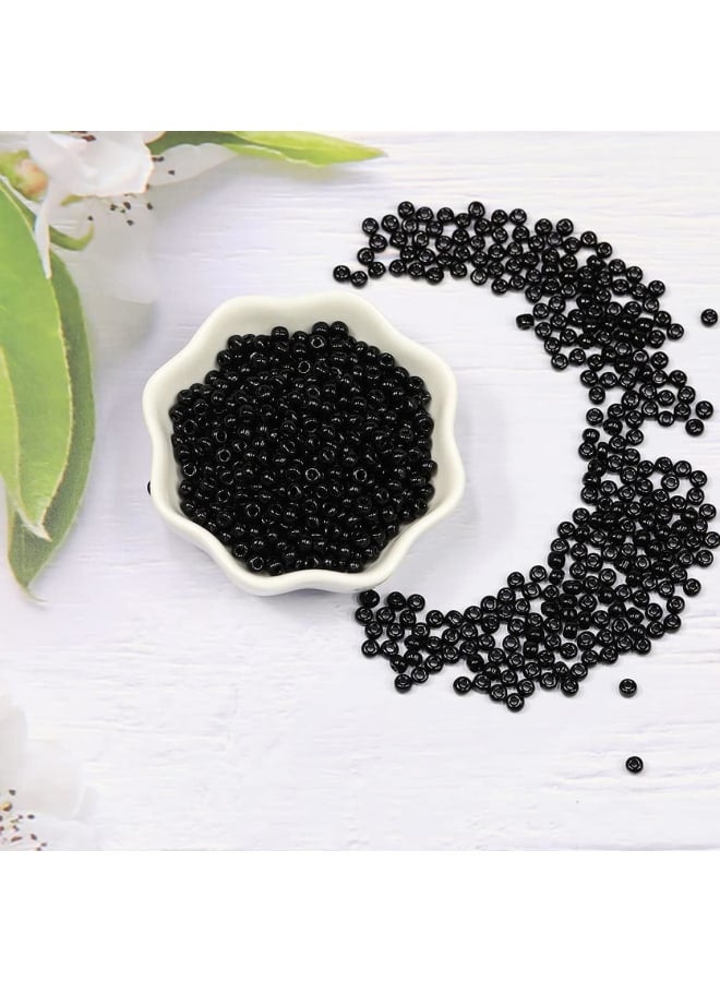 حجم 6/0 الحرف الزجاج البذور الخرز 4 مللي متر الخرز الأسود لصنع المجوهرات (إجمالي حوالي 100 جرام حوالي 1200 قطعة) - Image 3