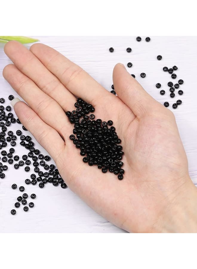 حجم 6/0 الحرف الزجاج البذور الخرز 4 مللي متر الخرز الأسود لصنع المجوهرات (إجمالي حوالي 100 جرام حوالي 1200 قطعة) - Image 4