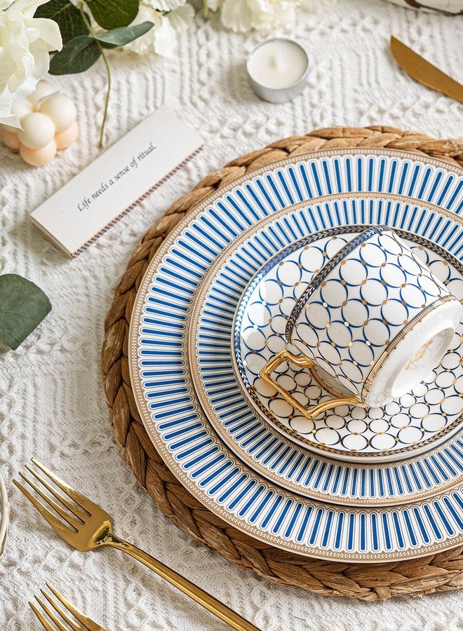 CwlwGO-10 Inch Bone China Salad Plates Sets of 4 Modern Elegant Round Dishes Dessert Plate Set Dinnerware Dish Serving Plates for Kitchen,Not Suitable for Microwave. - Image 2