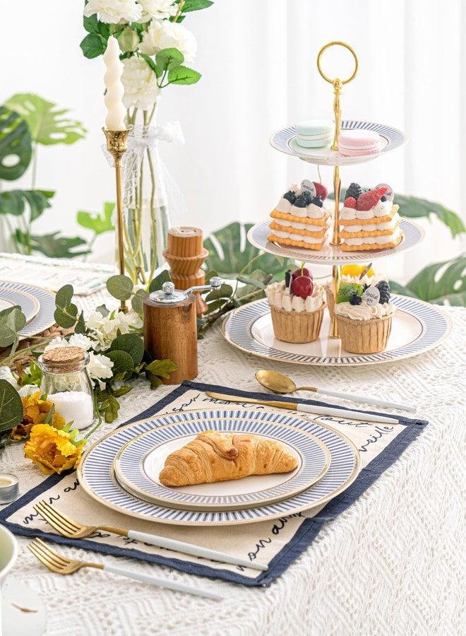 CwlwGO-10 Inch Bone China Salad Plates Sets of 4 Modern Elegant Round Dishes Dessert Plate Set Dinnerware Dish Serving Plates for Kitchen,Not Suitable for Microwave. - Image 5
