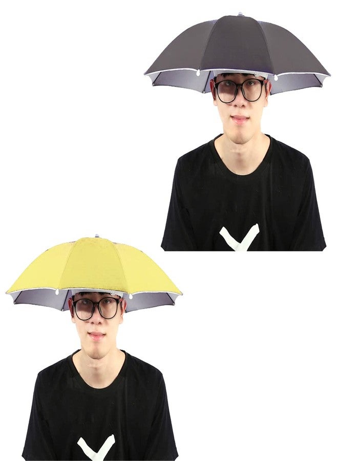 Dark Moon Hat Umbrella for Kids, Girls and Boys Black and Yellow Color Cap Hat Umbrella for Adults,Women,Men,Kids (Pack of 2) Black and Yellow - Image 1