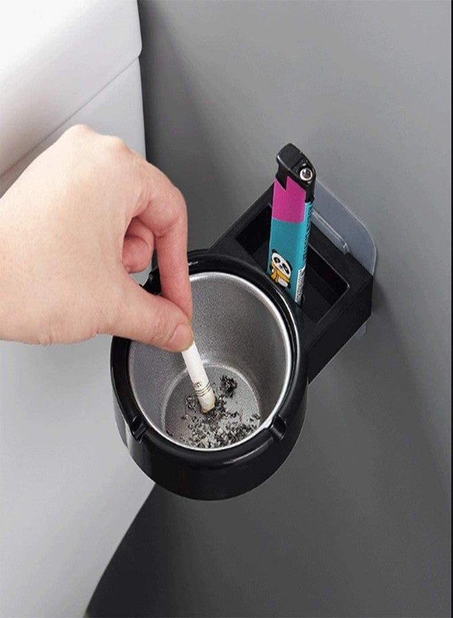 KITOOL 1 PCs Stainless Steel Ashtray Cigarettes storage rack Wall-mounted Is Used For Balconies,Walls,Tables Bathroom, Toilet, office Cigarettes Lighter Storage rack Tool Box (pack - 1 (black) - Image 3