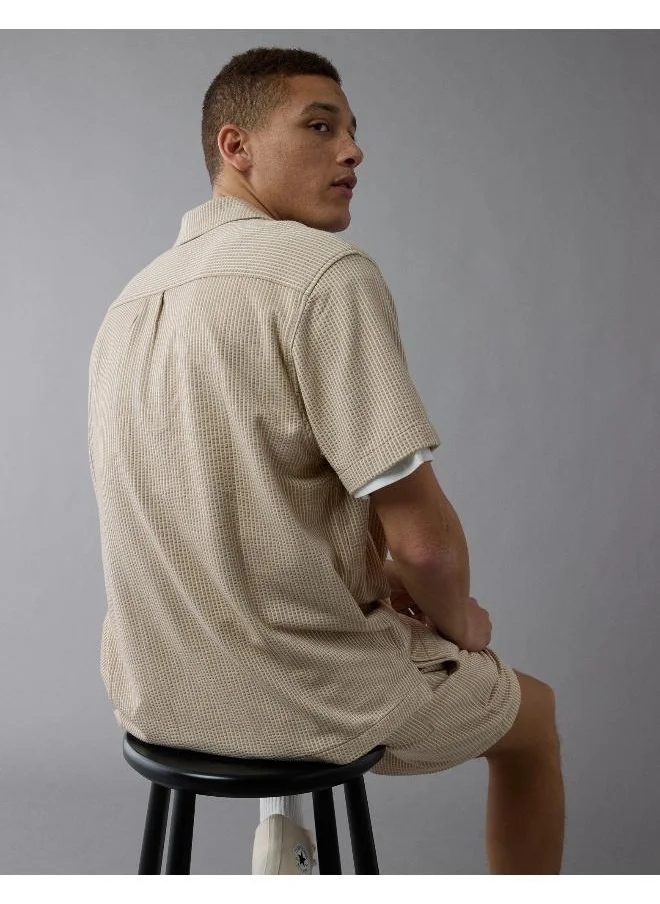 American Eagle AE Seersucker Button-Up Camp Shirt