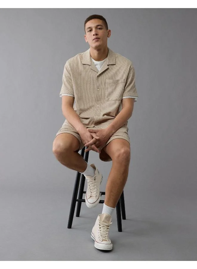 American Eagle AE Seersucker Button-Up Camp Shirt