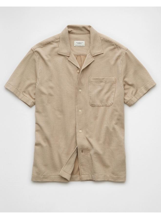 American Eagle AE Seersucker Button-Up Camp Shirt - Image 3