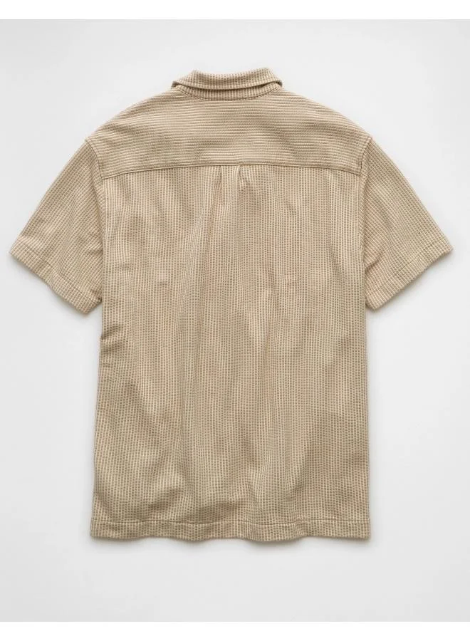American Eagle AE Seersucker Button-Up Camp Shirt