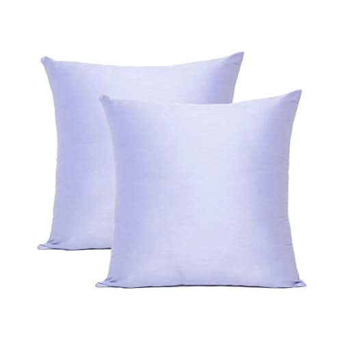 Oussum Cushion Cover Silk Dupion Cushion Case Solid Throw Pillow Covers Soft Pillows Case for Sofa Home Decor 18”X18” (Light Purple) - Image 1