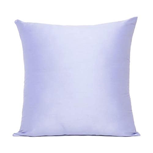 Oussum Cushion Cover Silk Dupion Cushion Case Solid Throw Pillow Covers Soft Pillows Case for Sofa Home Decor 18”X18” (Light Purple) - Image 2