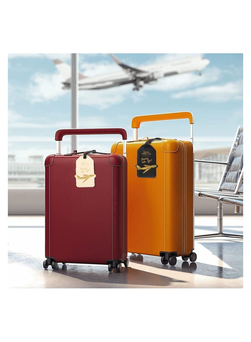 Y&D 2 Pack Luggage Tags for Suitcases, Suitcase Identifiers PU Leather Name ID Labels with Privacy Cover Travel Women Men School (Black, White)  - Image 4