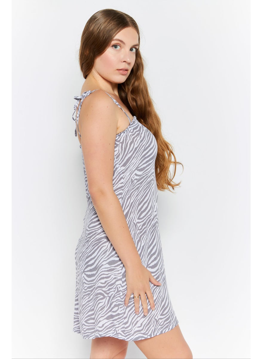 Dippin' Daisy's - Women Zebra Print Mini Casual Dress, Grey - Image 1