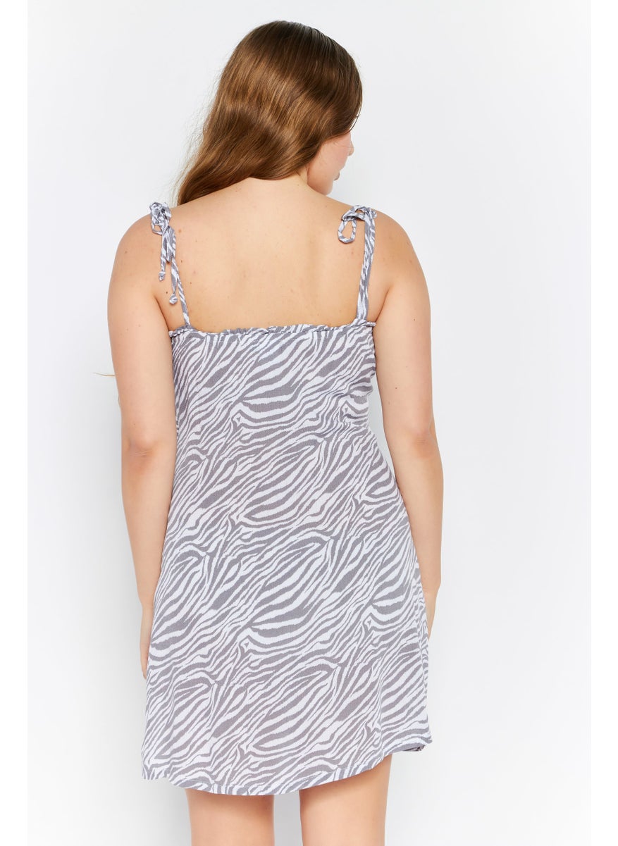 Dippin' Daisy's - Women Zebra Print Mini Casual Dress, Grey - Image 1