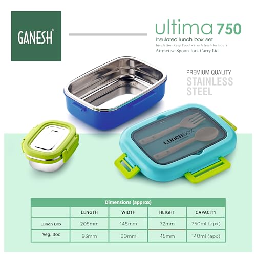 Ganesh Ultima Insulated Airtight Leak-Proof Lunch Box for Office, School, Picnic - Plastic -750ml - Purple - Image 4