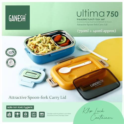 Ganesh Ultima Insulated Airtight Leak-Proof Lunch Box for Office, School, Picnic - Plastic -750ml - Purple - Image 3